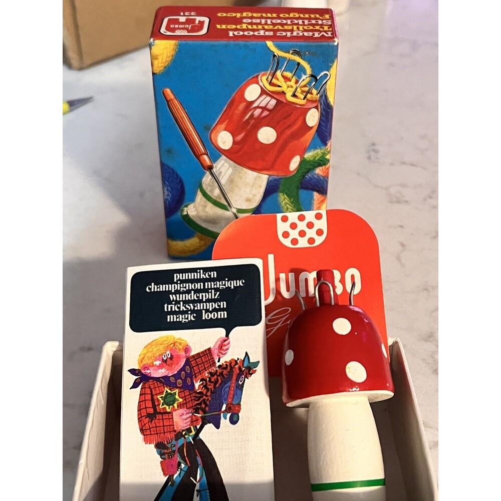 Jumbo Magic Spool #221 Mushroom Loom Vintage Holland Knitting Weaving Toy w/ Box